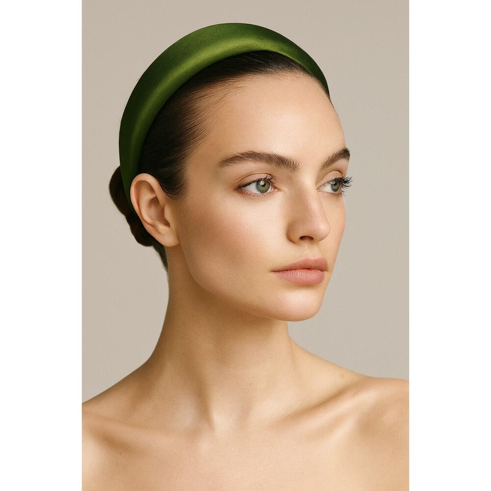 Prada Green Silk Padded Hair Headband